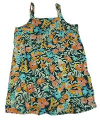 Zeleno-korálový kvetovaný kraťasový overal Primark