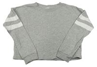 Sivá crop mikina s pruhy na rukávech H&M