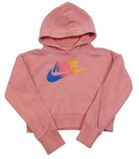Růžová crop mikina s kapucí Nike
