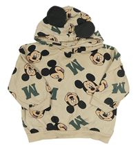 Béžová mikina s Mickeym a kapucí Disney