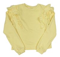 Citronová crop mikina s madeirovými volániky F&F