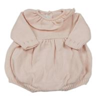 Světlerůžový pletený kraťasový overal s límečkem Mamas&Papas