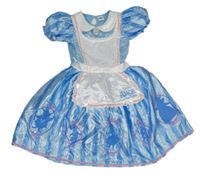 Kostým - Světlemodré pruhované saténové šaty - Alenka Disney 