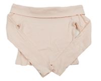 Světlerůžové žebrované crop triko a volnými rameny H&M