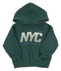 Tmavozelená mikina s nápisom a kapucňou H&M