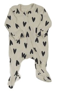 Smotanový rebrovaný overal so srdiečkami George