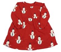 Červené teplákové šaty so sněhuláky George
