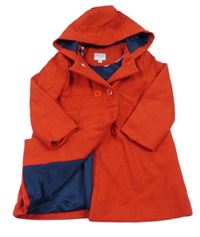 Červený vlnený podšitý kabát s kapucňou Elle