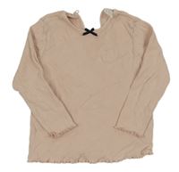 Pudrové rebrované tričko s mašličkou H&M