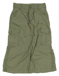 Khaki plátenná sukňa s vreckami H&M