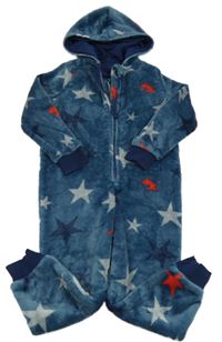 Modrošedá chlupatá kombinéza s hvězdami a kapucí M&S