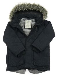 Černá šusťáková zimní bunda s kapucí M&S