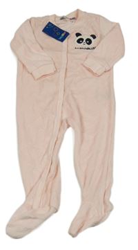 Nové - Světlerůžový sametový overal s pandou Lupilu