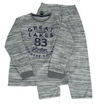 Šedo-bílé melírované sametové pyžamo s nápisem C&A