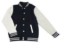 Tmavomodro-bílá baseballová mikina 