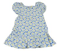 Nové - Modro-bílé květované lehké šaty Primark