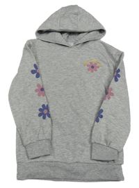 Sivá mikina s kvietkami a kapucňou Primark