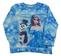 Modrá vzorovaná mikina s princeznou a sněhulákem