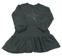 Tmavošedé teplákové šaty s hvědou z flitrů Next