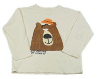 Světlebéžové triko s medvědem Zara