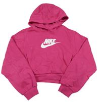 Fuchsiová crop mikina s logem a kapucí Nike