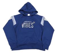 Tmavomodro-sivá oversize mikina s nápisom a kapucňou L&D