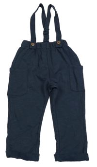 Tmavomodrošedé tepláky s kšandami H&M