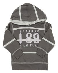 Tmavošedo-biela pruhovaná mikina s číslom a kapucňou C&A