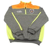 Neonově oranžovo-šedá sportovní mikina s nášivkou 