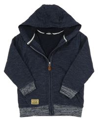 Tmavomodrá melírovaná propínací zateplená mikina s kapucí George 