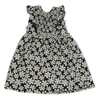 Čierno-biele kvetované šaty s volánikmi Primark