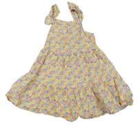 Bielo-žlto-ružové kvetované šaty Primark