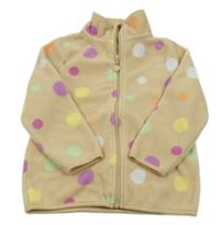Béžovo-barevná puntíkatá fleecová propínací mikina dopodopo