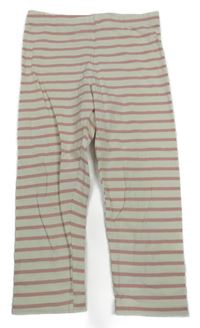 Smetanovo-ružové pruhované capri legíny H&M
