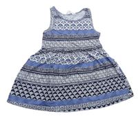 Modro-biele vzorované bavlnené šaty H&M