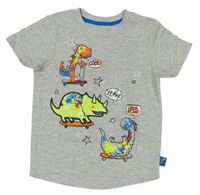 Šedé melírované tričko s dinosaury Nutmeg