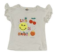 Bílé tričko s ovocem a smajlíkem Smiley 