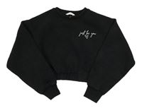 Čierna crop mikina s nápisom Matalan
