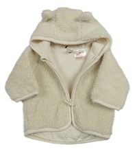 Smetanová huňatá propínací podšitá mikina s kapucí H&M