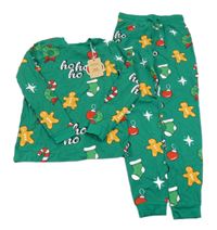 Nové - Zelené pyžama s vánočním motívom Sillysanta
