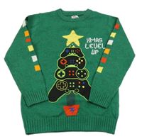 Zelený sveter so stromečkem z ovladačů F&F