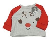 Nové - Šedo-červené triko se sobem Pep&Co.