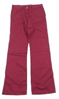 Purpurové plátěné podšité plátěné kalhoty Pocopiano