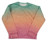 Zeleno-oranžovo-ružová pruhovaná mikina