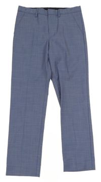 Modré kostkované společenské kalhoty C&A