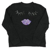 Tmavošedá mikina s obličejem z flitrů a kamínky C&A