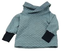 Modrošedá vzorovaná mikina s komínovým golierom