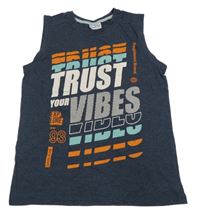 Tmavomodré tielko s nápisom Infinity