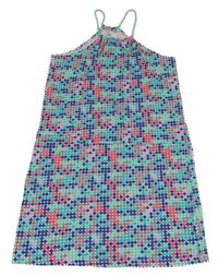 Modro-zeleno-ružové bodkované bavlnené šaty Pepperts