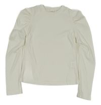 Bílé žebrované triko s nařasenými rukávy Shein